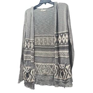 Hollister Women's Gray Hooded Open Front Cardigan Sweater M L Boho Tribal